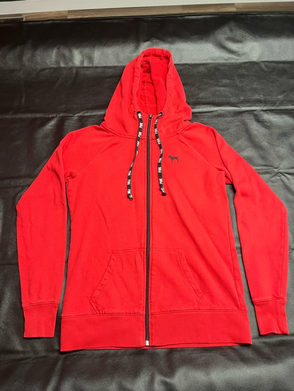 PINK Victoria's Secret Red Full-Zip Sherpa-Lined Hoodie